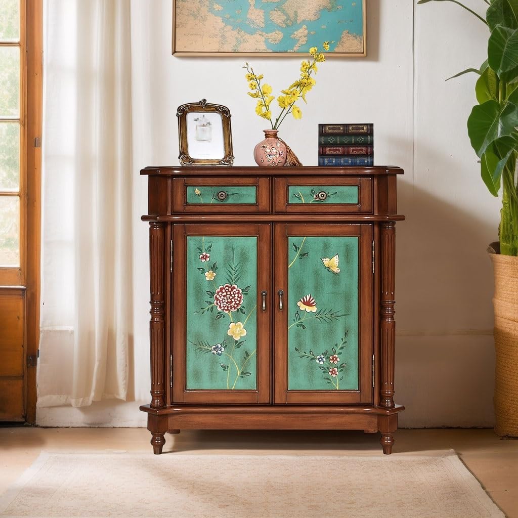 Pastoral Painted Retro Old Furniture Storage Drawer Sideboard P23520