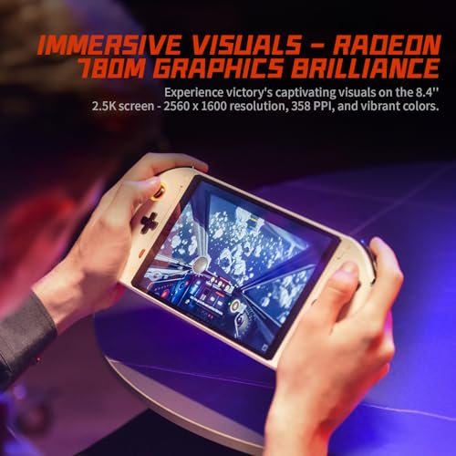 White 2K 8.4" IPS Touchscreen Handheld Console PC with AMD Ryzen 8840U 32GB RAM 1TB SSD D6428