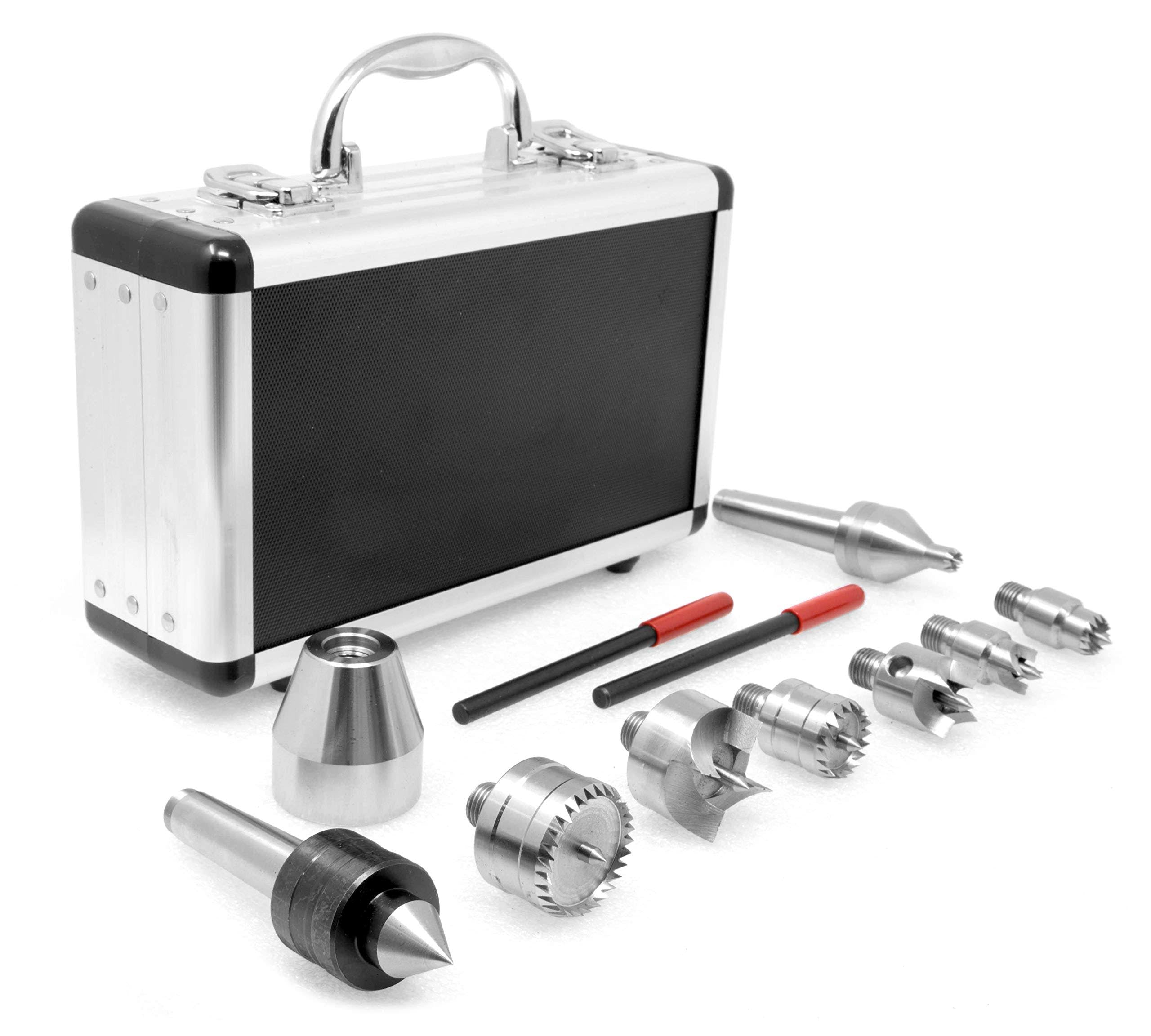 9-Piece Wood Lathe Drive and Live Center Kit with Aluminum Case Q85407