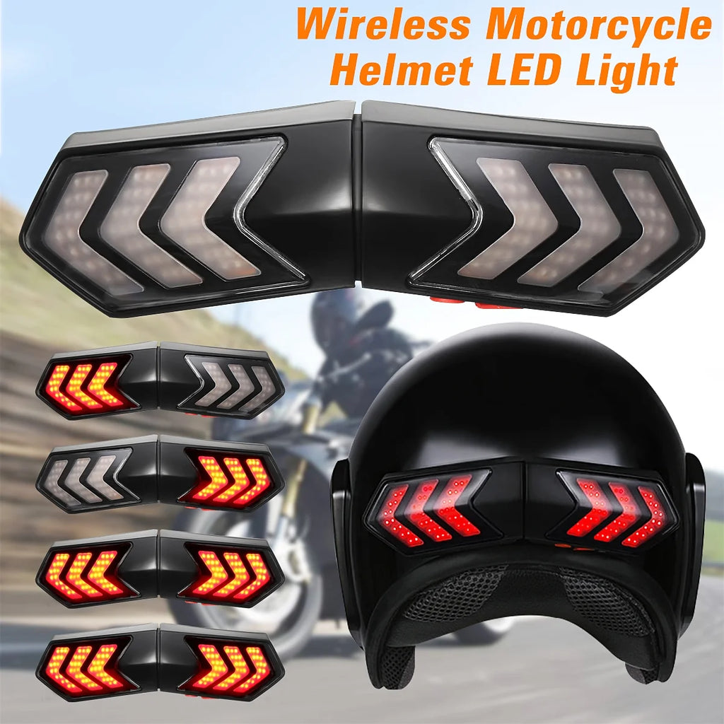 Motorcycle Helmet Wireless LED Safety Brake Stop and Turn Signal Light Indicators D111