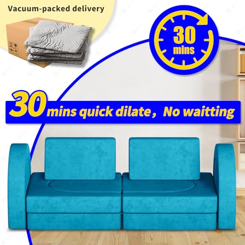 12PCS Modular Toddler Couch with Triangular Cushions and Arches (Gray) N4015