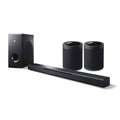 Black Sound Bar with Wireless Subwoofer and Wireless Speakers J6586