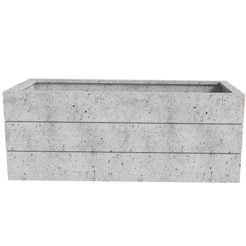 Rectangular Fiberstone and Clay Planter with Drainage Holes (Brown) F723819