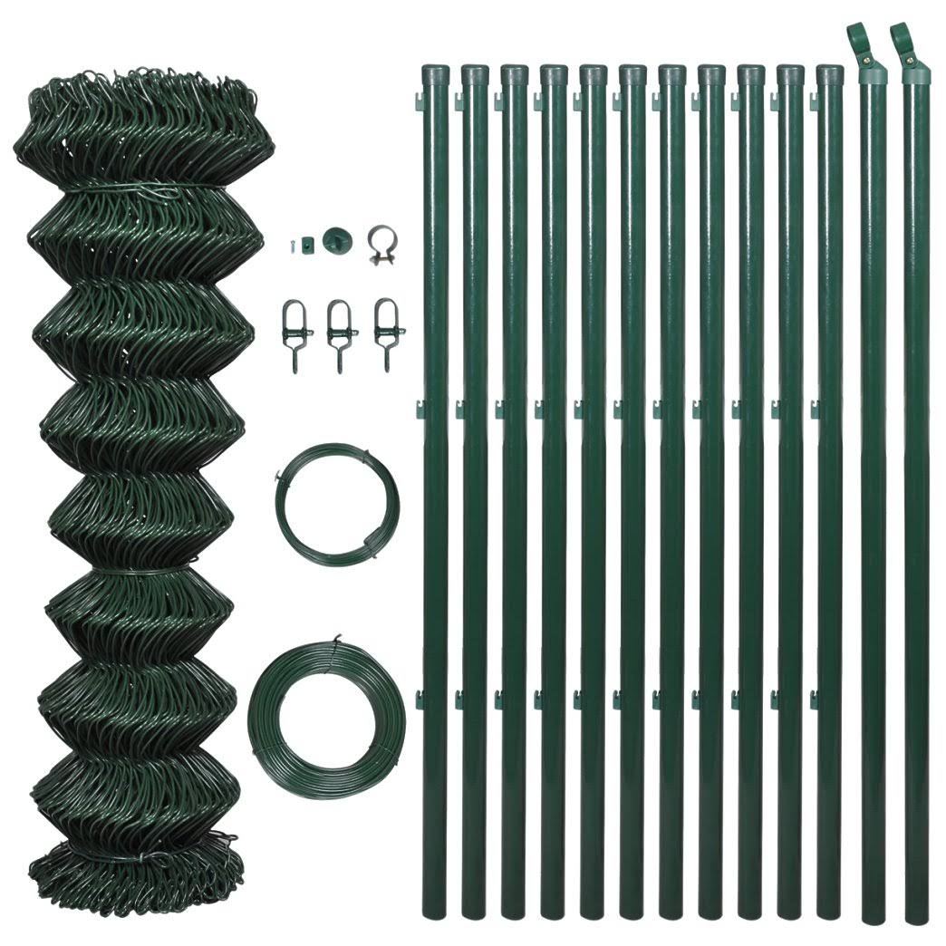 Green Steel Chain Link Fence with Posts 3x22 x 82 Z9878