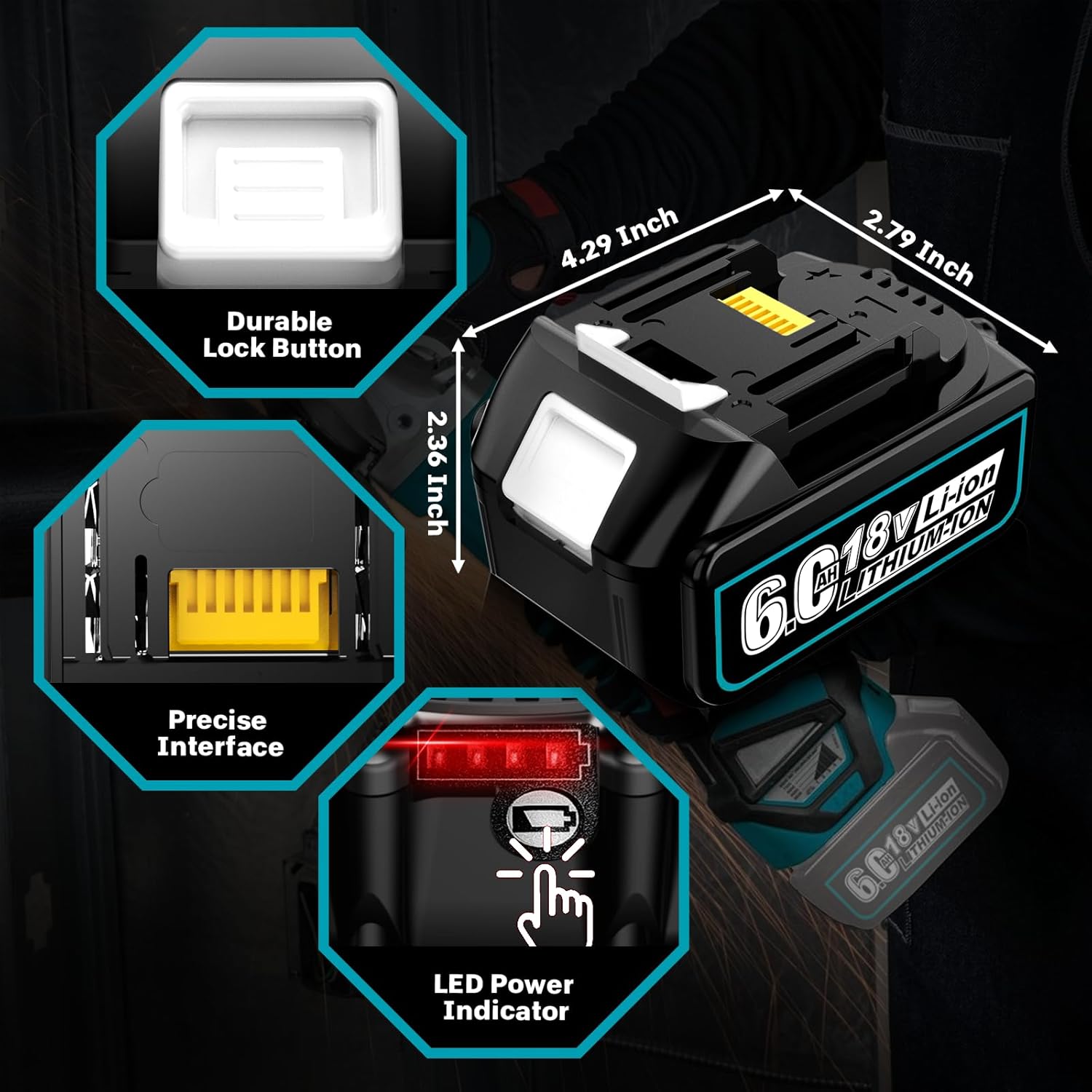 2Pack 18V 6.0Ah Battery with Dustproof Covers V373056