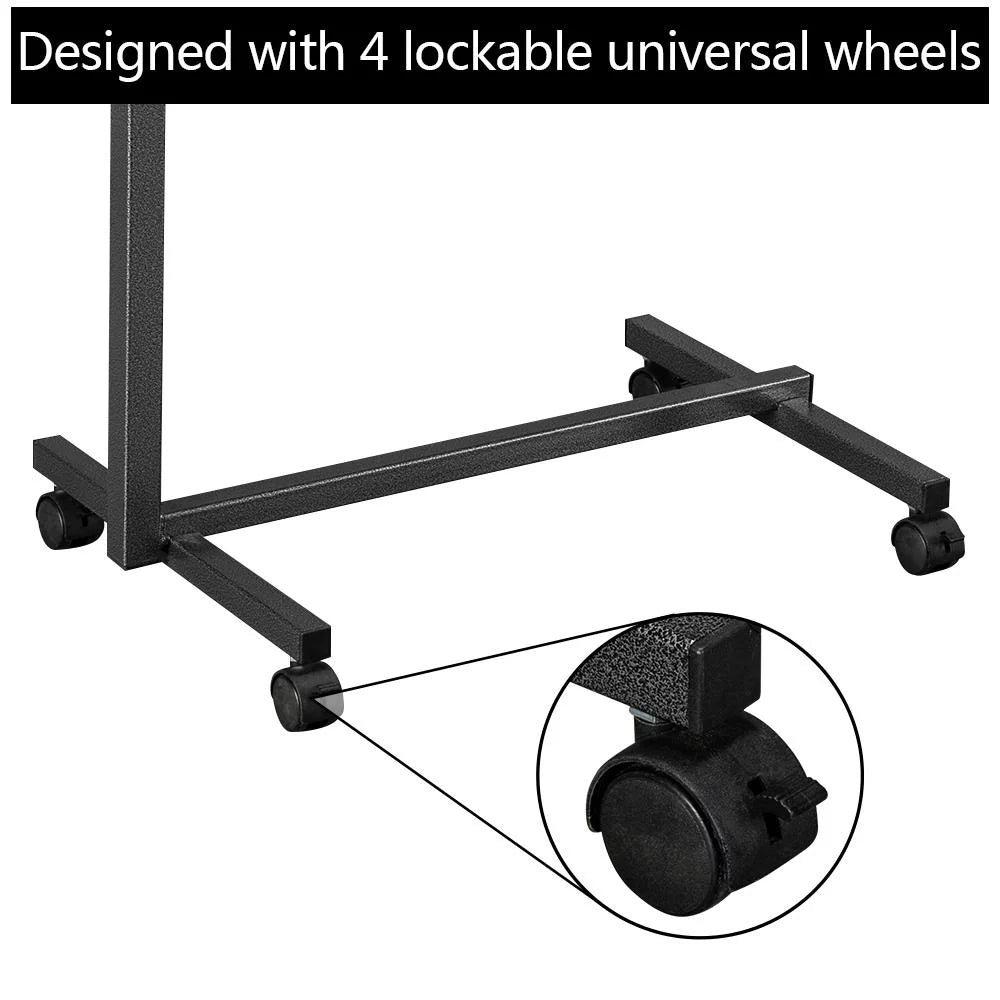Adjustable Overbed Bedside Table with Wheels Gray S23639