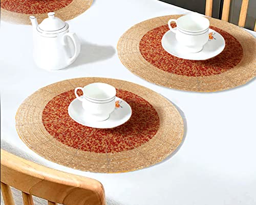 Gold 13 Inch Round Set of 4 Beaded Placemats O456378