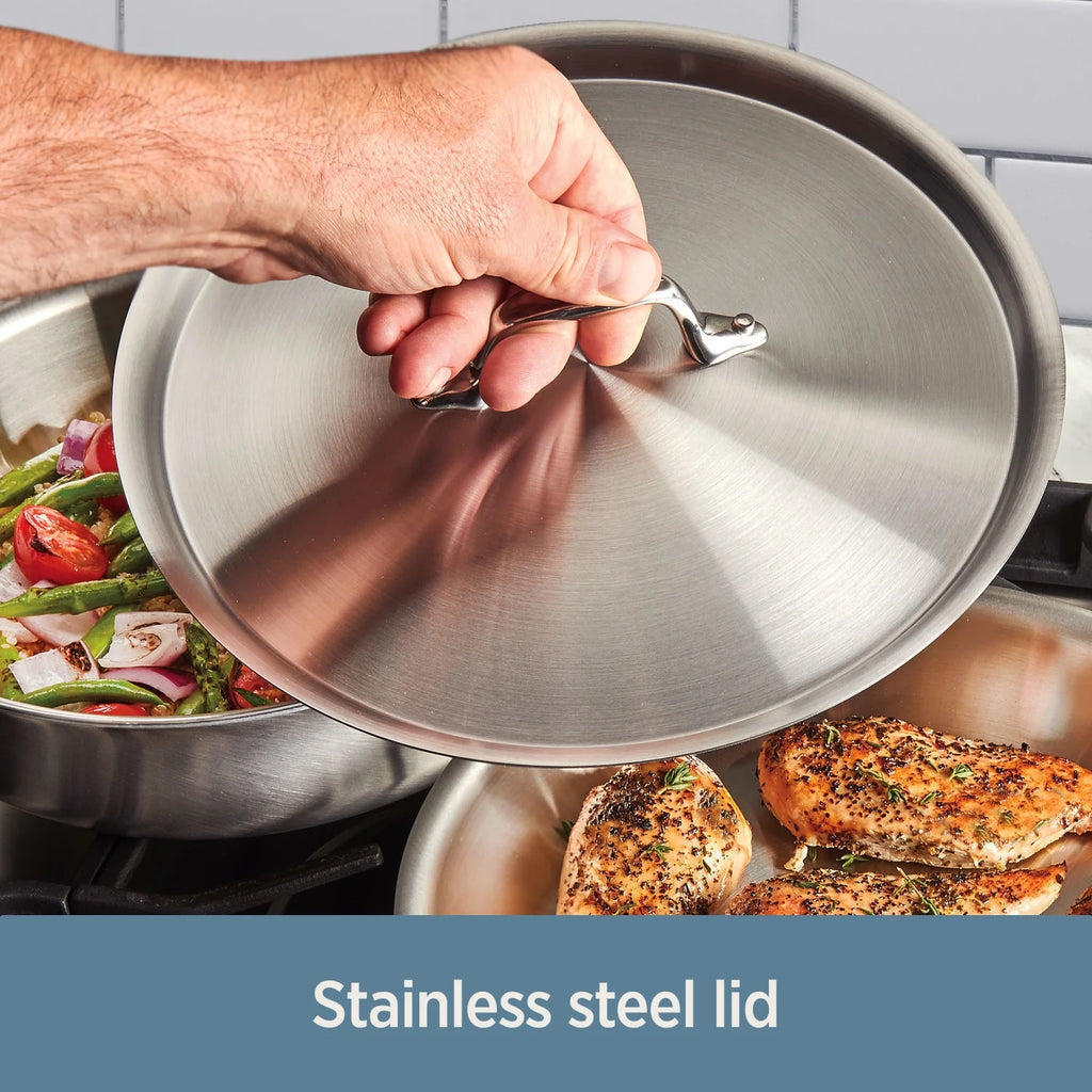 Stainless Steel Tri-Ply Bonded Sauce Pan with Lid, 3-Quart F31373