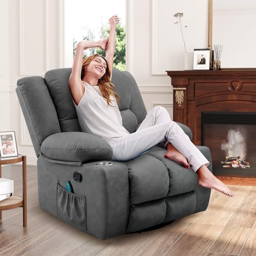 Oversized Power Lift Recliner Chair with Massage, Dark Grey I445