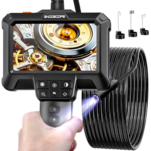 IP67 Waterproof Borescope Camera with 8 Adjustable LED Lights, 4.3" LCD Screen, HD 1080P, 16.5ft Semi-Rigid Cord O213