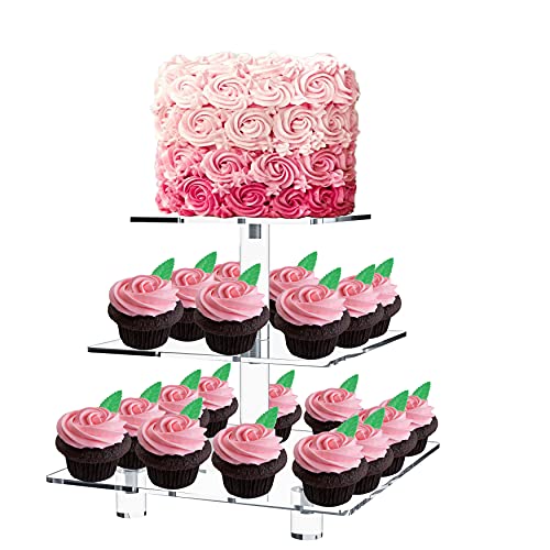 3 Tier Acrylic Square Cupcake Stand W615014