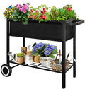 Black Raised Garden Bed with Legs on Wheels K33250