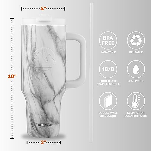 40 oz Stainless Steel Insulated Tumbler with Handle and Straw G4465