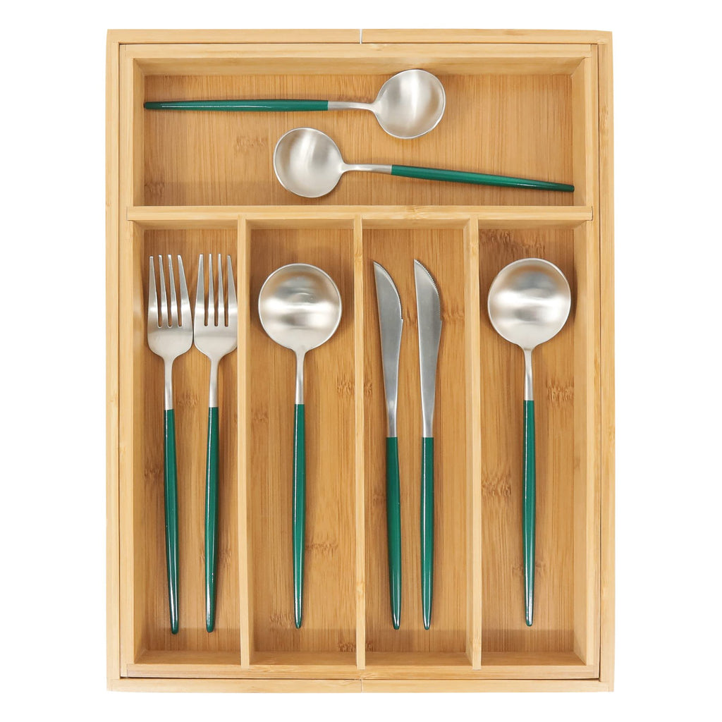 Bamboo Drawer Organizer with Adjustable Dividers, Medium, Brown A70442