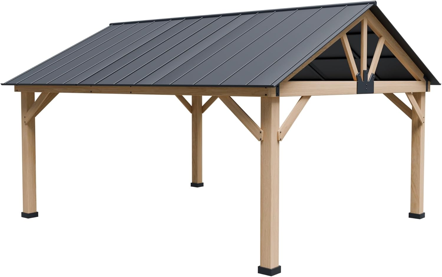 13' x 15' Wood Cedar Gazebo with Galvanized Steel Roof K750603