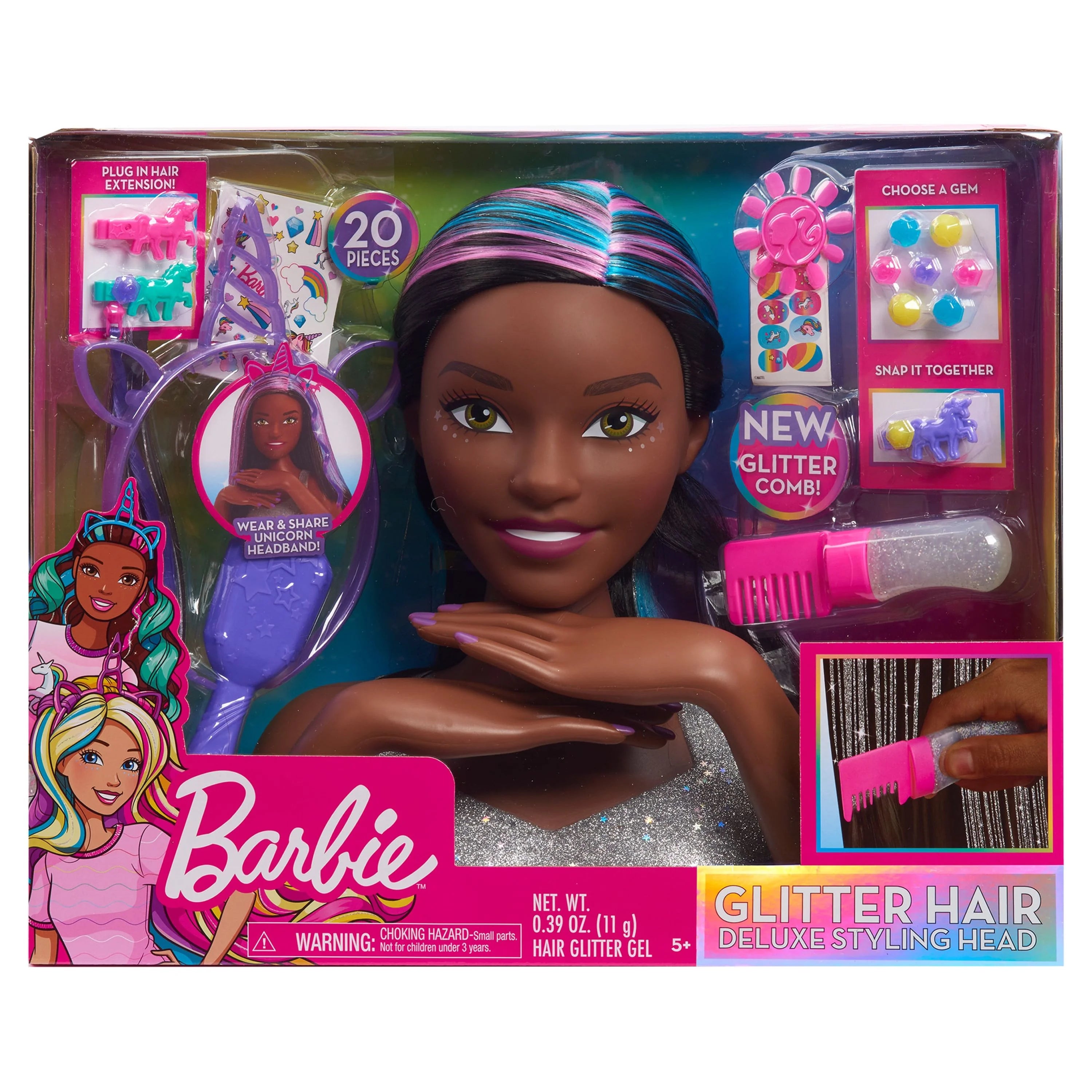 20-Piece Styling Head, Black Hair, Kids Toys E971