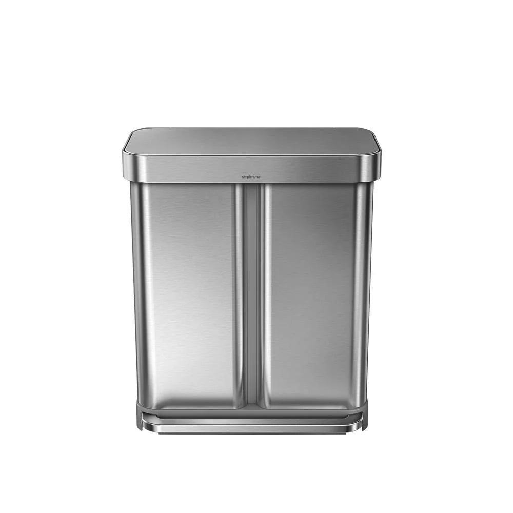 58 Liter Stainless Steel Dual Compartment Recycler Step Trash Can Y997877