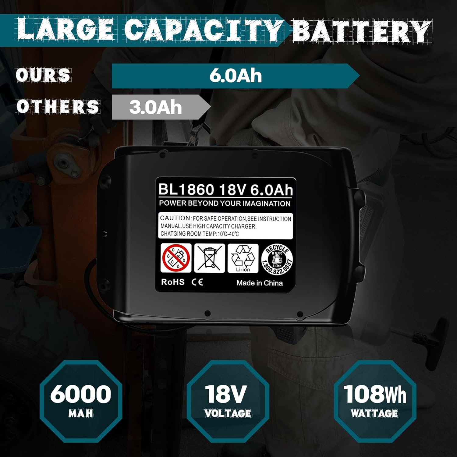 2Pack 18V 6.0Ah Battery with Dustproof Covers V373056