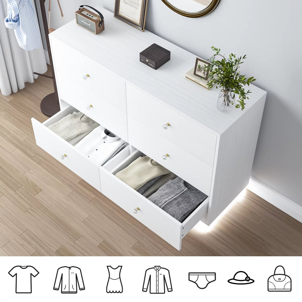 White 6 Drawer Dresser U82011