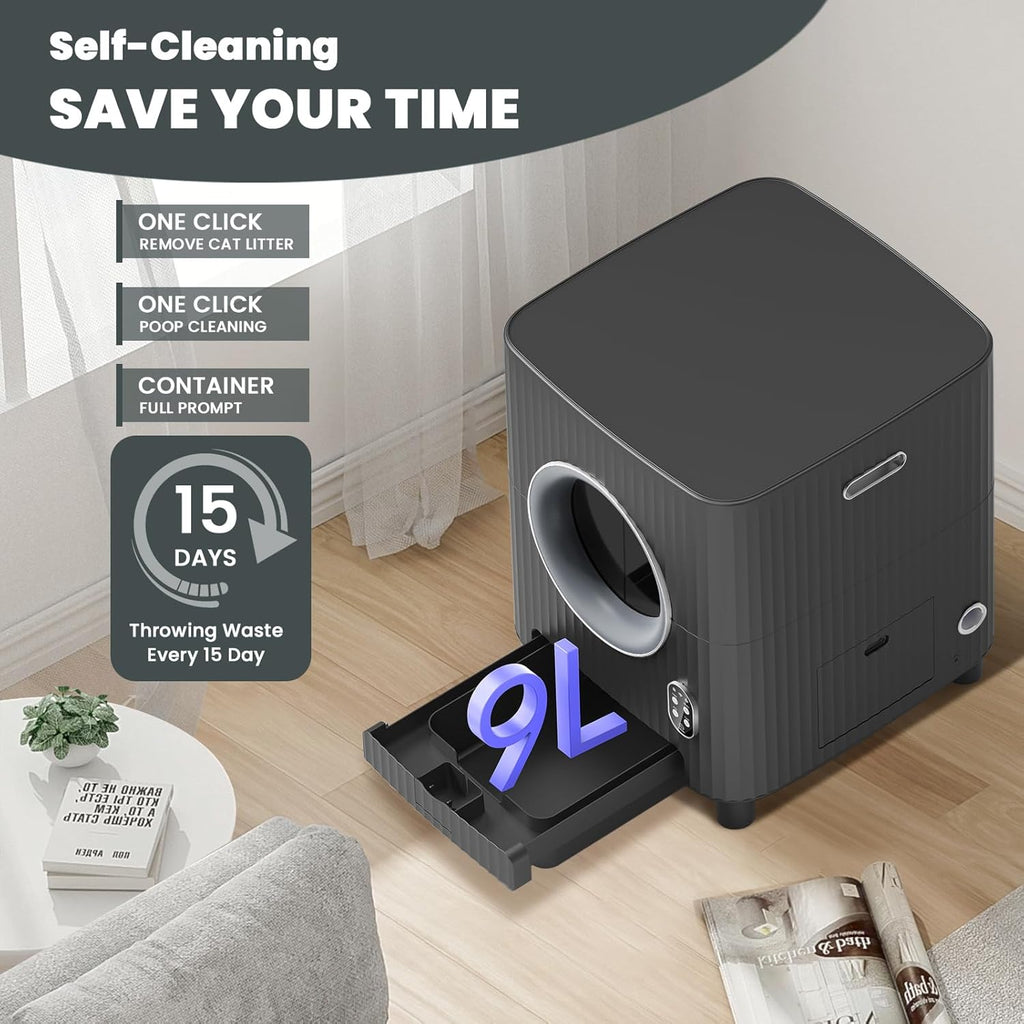 Automatic Self Cleaning Cat Litter Box with APP Control (Black) G301591