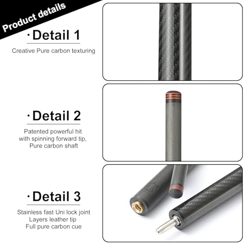 Carbon Fiber Break Pool Cue Stick 20OZ Weight 13mm Tip 58" D1996