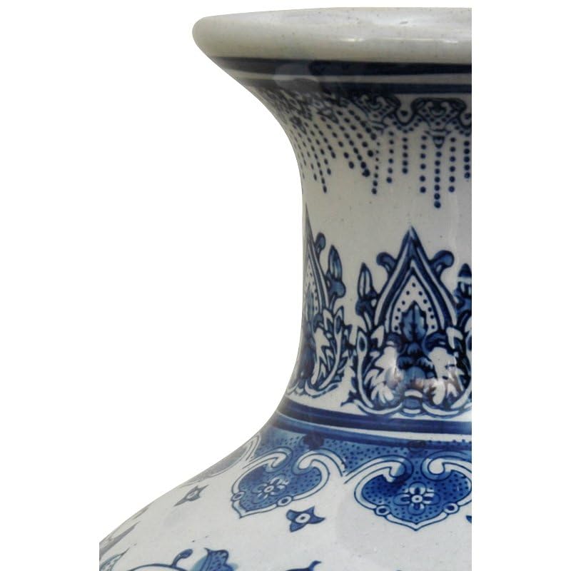 12" Floral Blue & White Porcelain Vase L424139