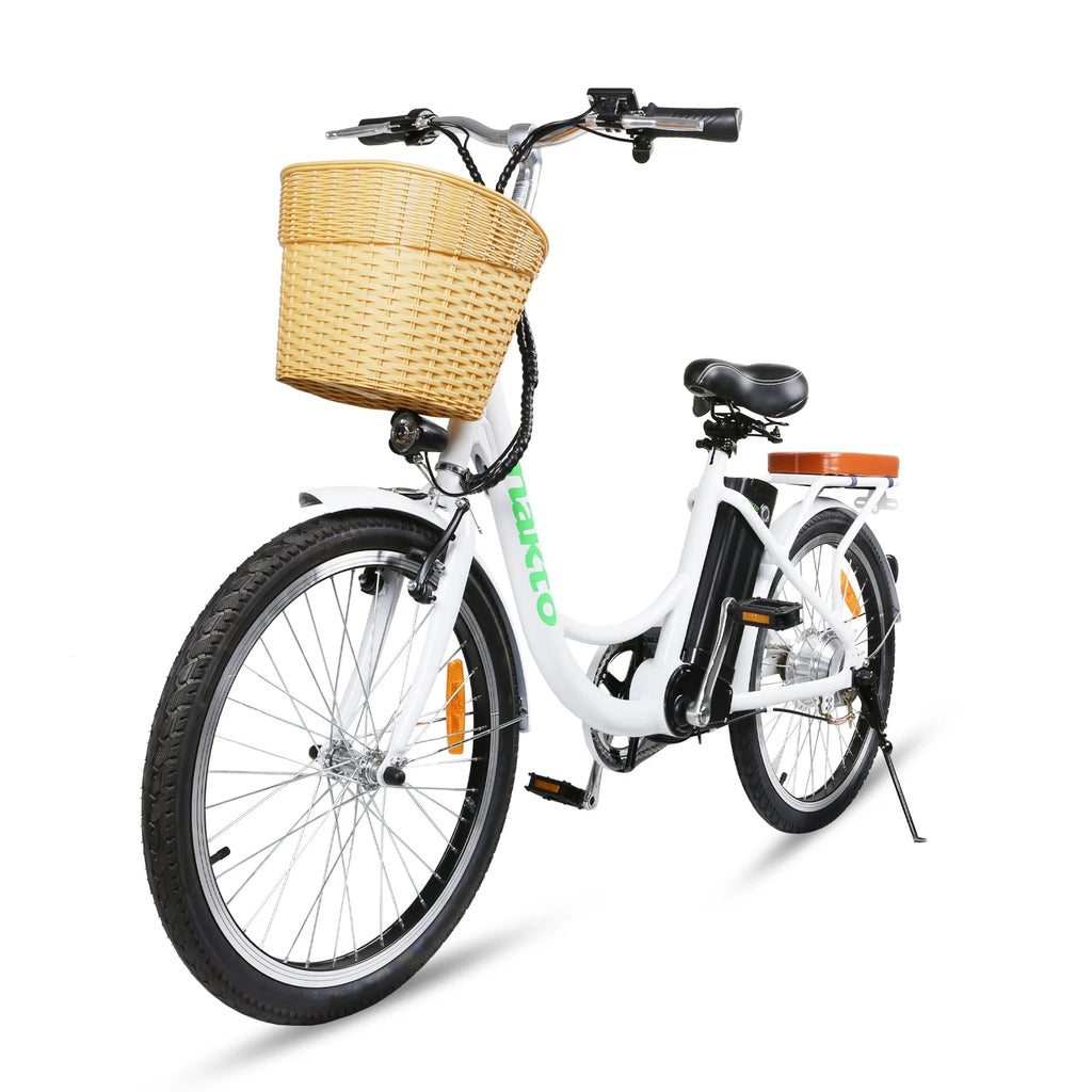 White 22" Electric Bicycle 250 W 36 V 10 Ah Lithium-Ion Battery G97557