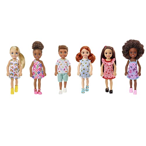 Chelsea Doll with Long Blonde Hair & Blue Eyes Wearing Removable Purple Flowered Dress & Yellow Shoes Z62816