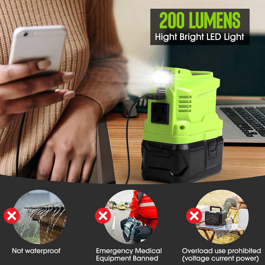 Power Inverter 150W Portable Charger DC 18V to AC 110 with AC/USB Port Y7386