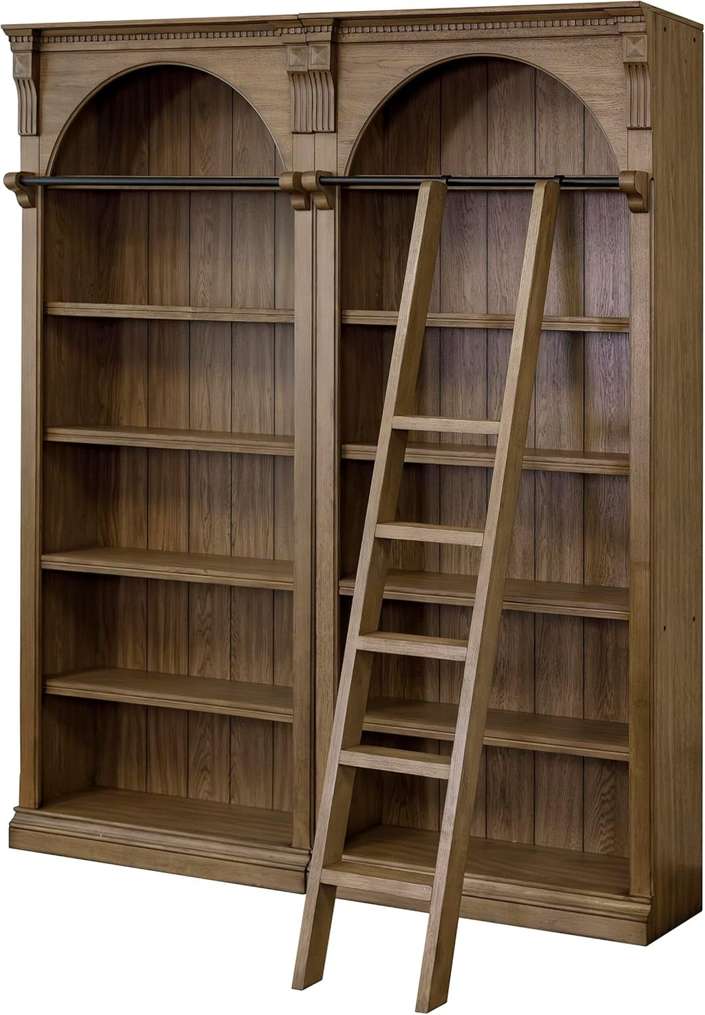 Brown 8' Tall Bookcase Wall with Ladder O396914