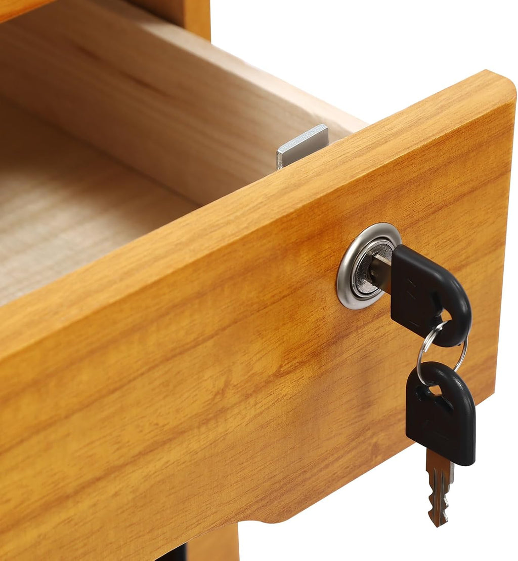 3-Tiers Wooden Desktop Storage Box with Lockable Drawers C679885