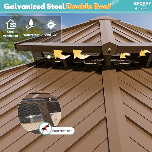 10' x 12' Hardtop Gazebo with Aluminum Frame and Galvanized Steel Double Roof P134