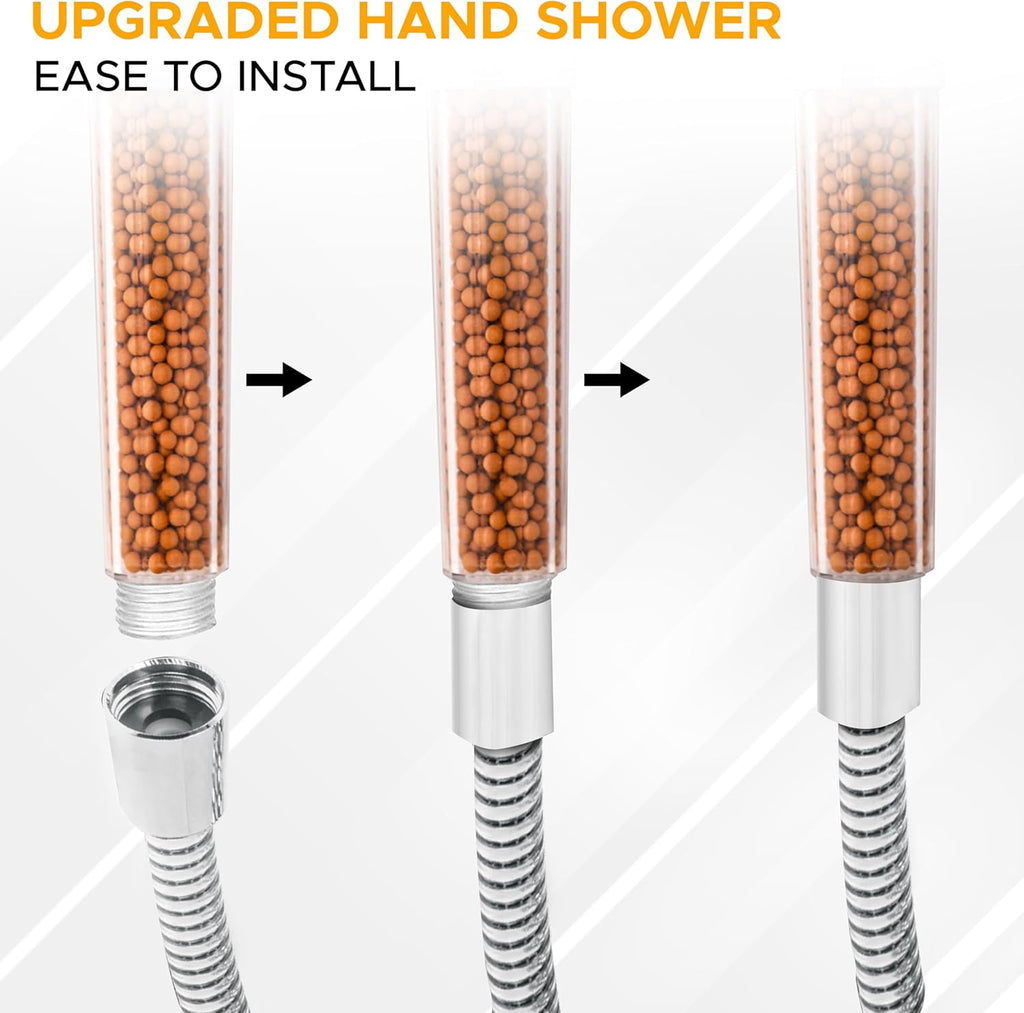Shower Head with Triple Filtration Handheld Shower Head 3 Modes Adjustable Shower Head with Mineral Stones U54163