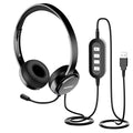 USB Headset with Microphone Noise Cancelling Lightweight Wired Headphones B345