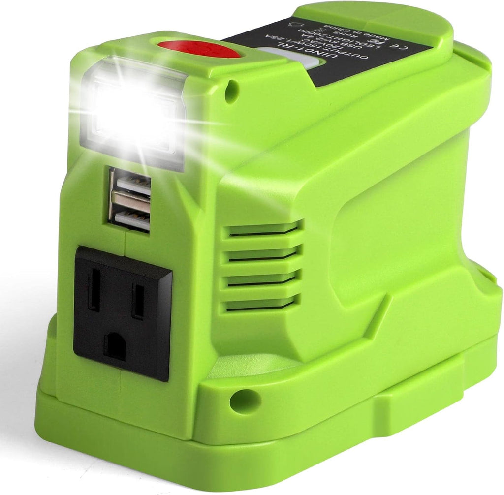 Power Inverter 150W Portable Charger DC 18V to AC 110 with AC/USB Port Y7386