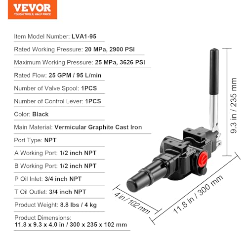 1 Spool 25 GPM Hydraulic Directional Control Valve K7585
