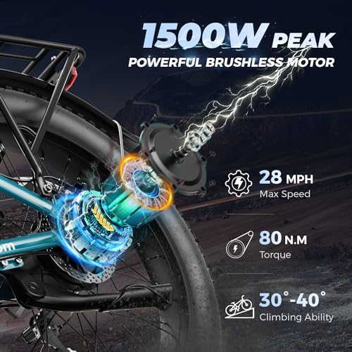 26'' x 4.0'' Fat Tire Electric Mountain Bike with 480Wh Battery 7 Speed W25254