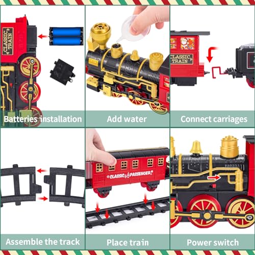Electric Train Toy with Steam Locomotive, Tracks, Lights & Sound O774
