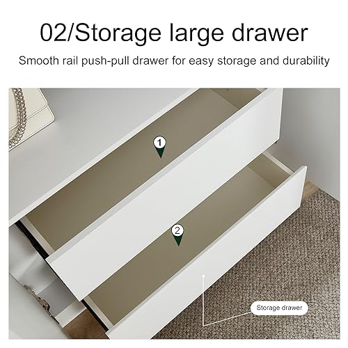 White 4 Door 2 Drawers Wooden Armoire Wardrobe Cabinet E903
