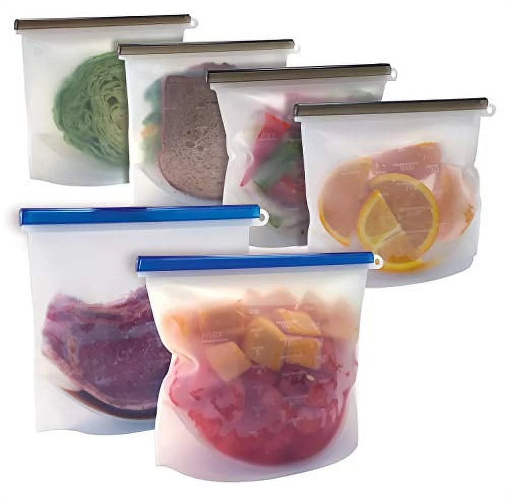 Silicone Reusable Food Storage Bags Set of 6 V25422
