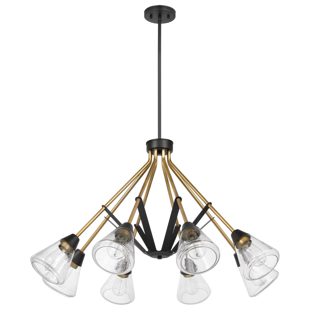 Matte Black 8 Light Chandelier with Clear Seeded Glass N207404