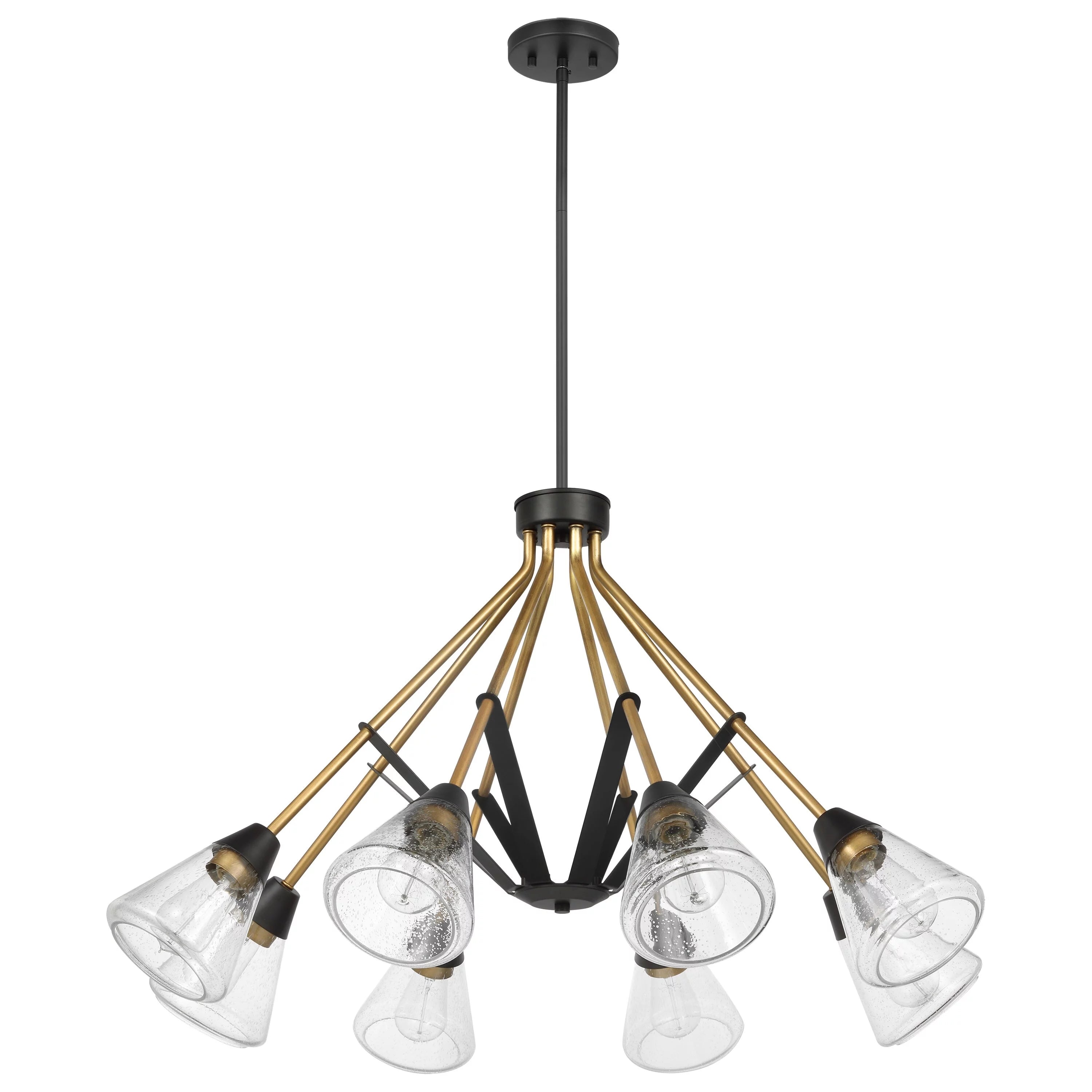 Matte Black 8 Light Chandelier with Clear Seeded Glass N207404