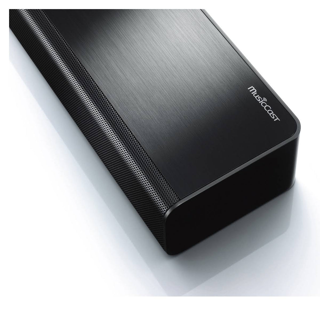 Black Sound Bar with Wireless Subwoofer and Wireless Speakers J6586