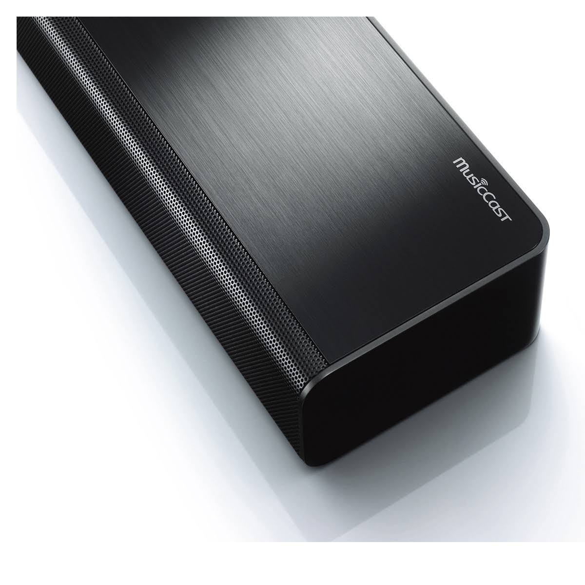 Black Sound Bar with Wireless Subwoofer and Wireless Speakers J6586