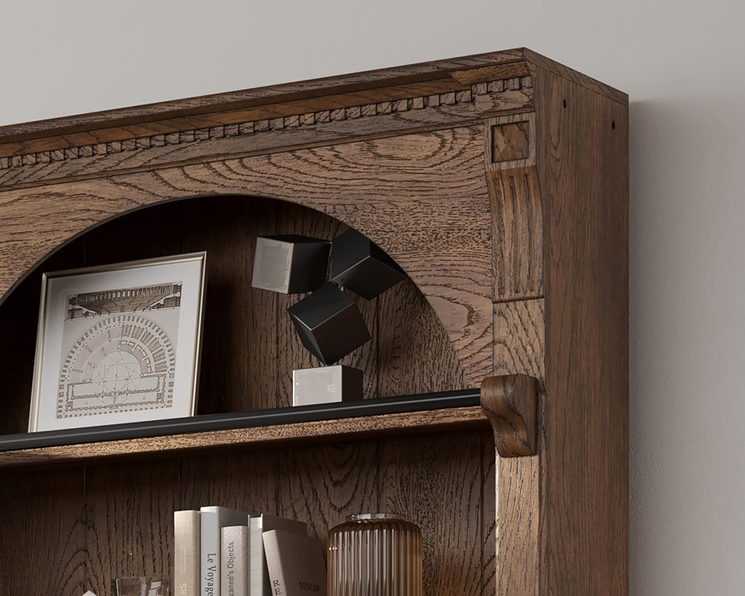 Brown 8' Tall Bookcase Wall with Ladder O396914