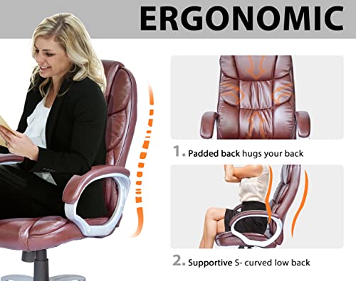 Big and Tall High Back Leather Office Chair with Armrest S665