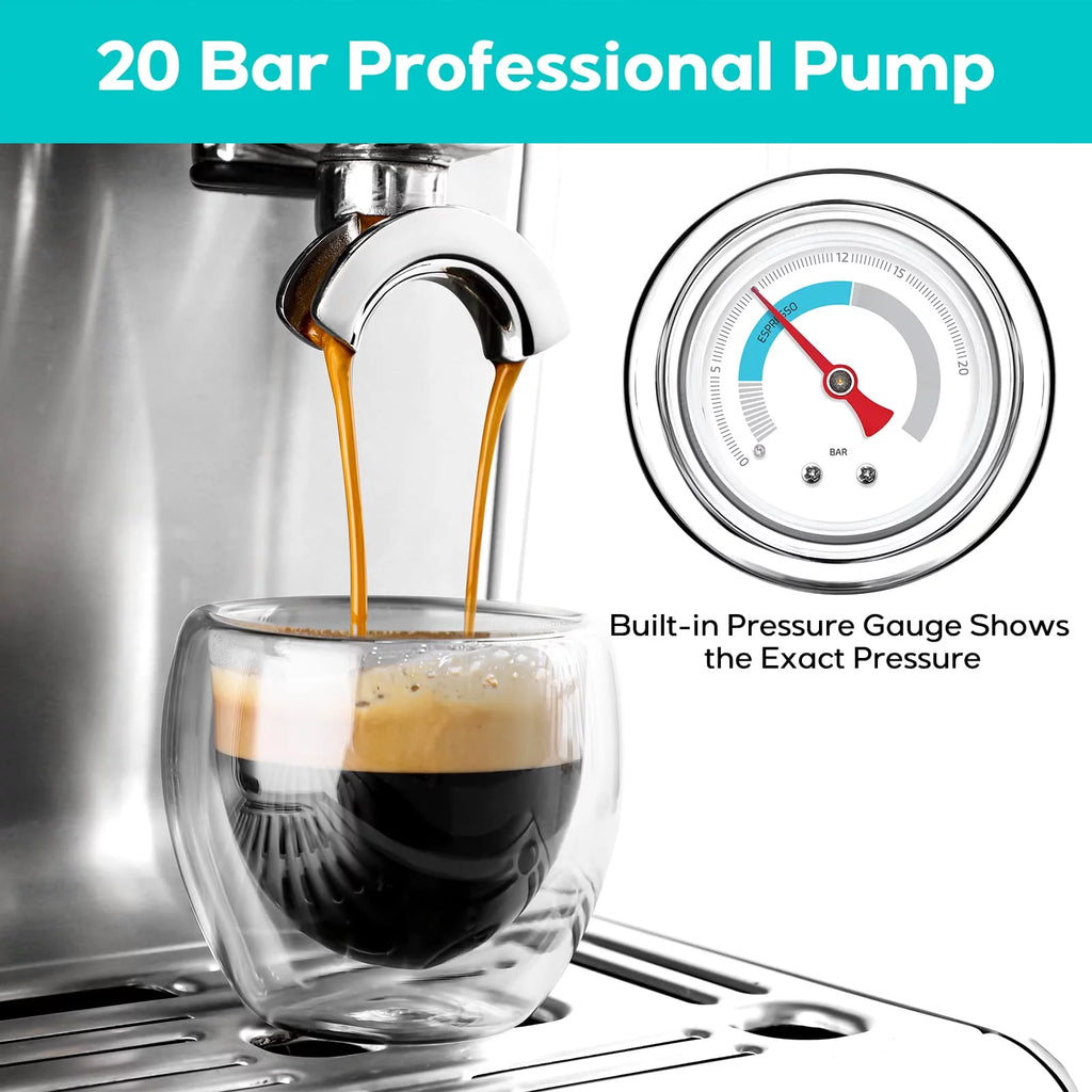 Silver Espresso Machine with Grinder and Milk Frother R296967
