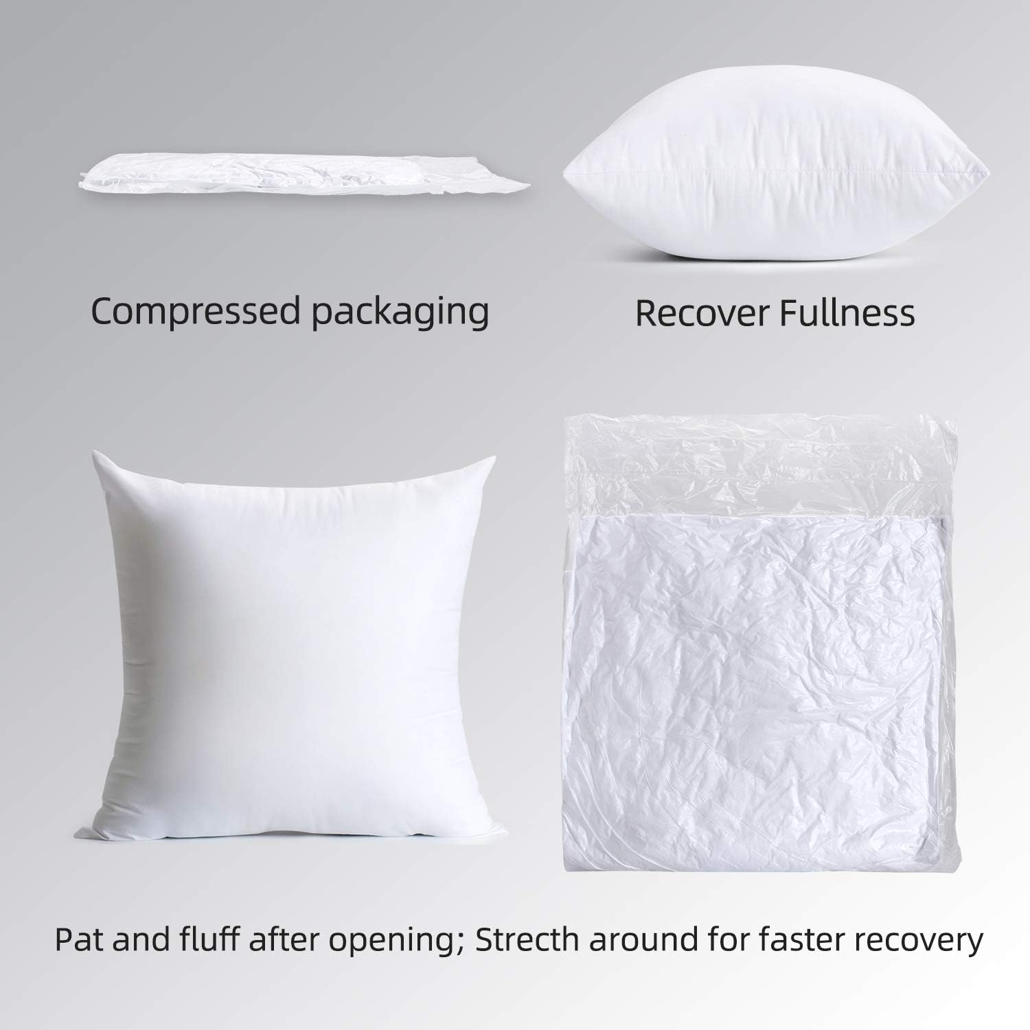 Pack of 4 Water Resistant Hypoallergenic Square Pillow Inserts V82477