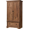 Rustic Oak Drawer and Garment Rod Wardrobe Armoire L80283