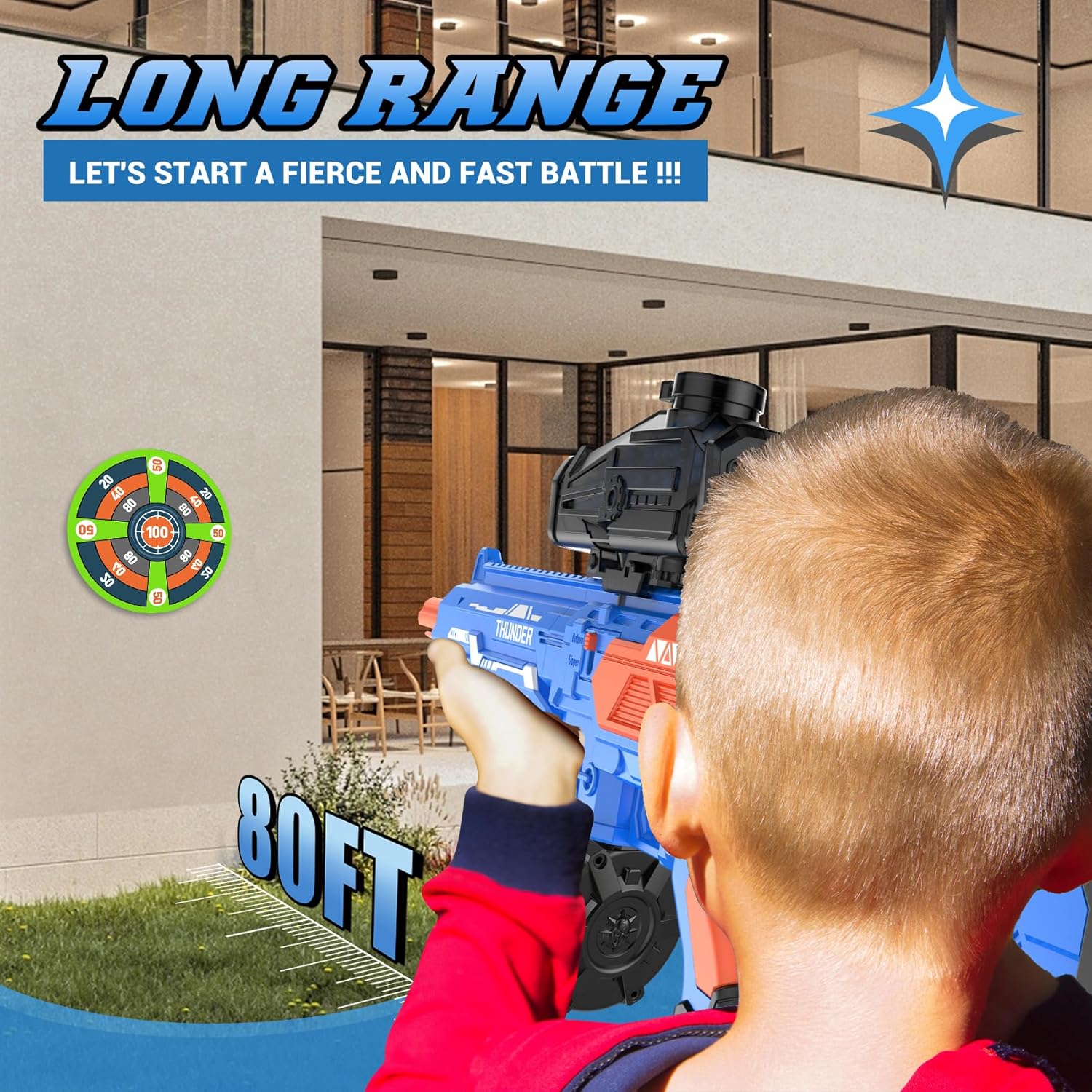 Large Gel Ball Blaster with Drum, Electric Splat Blaster（Blue） Q100365